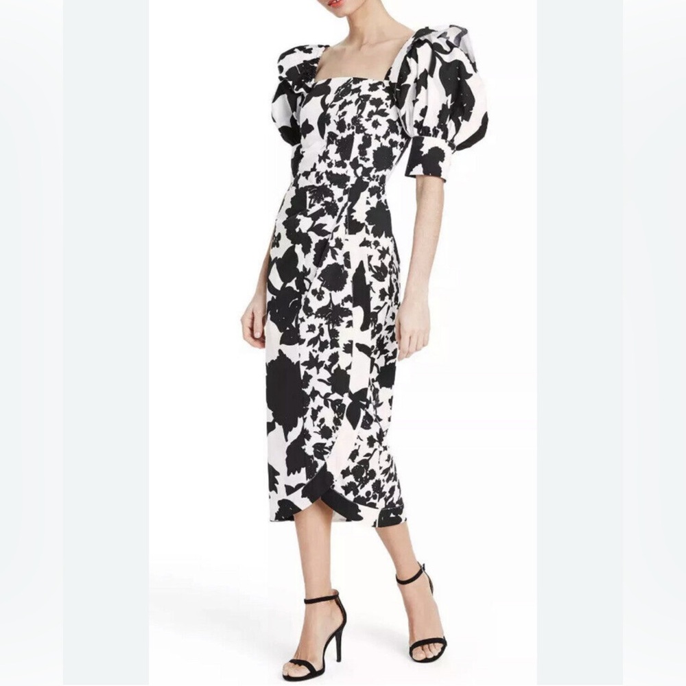 Christopher John Rogers for Target Floral Faux Wrap Dress Black White